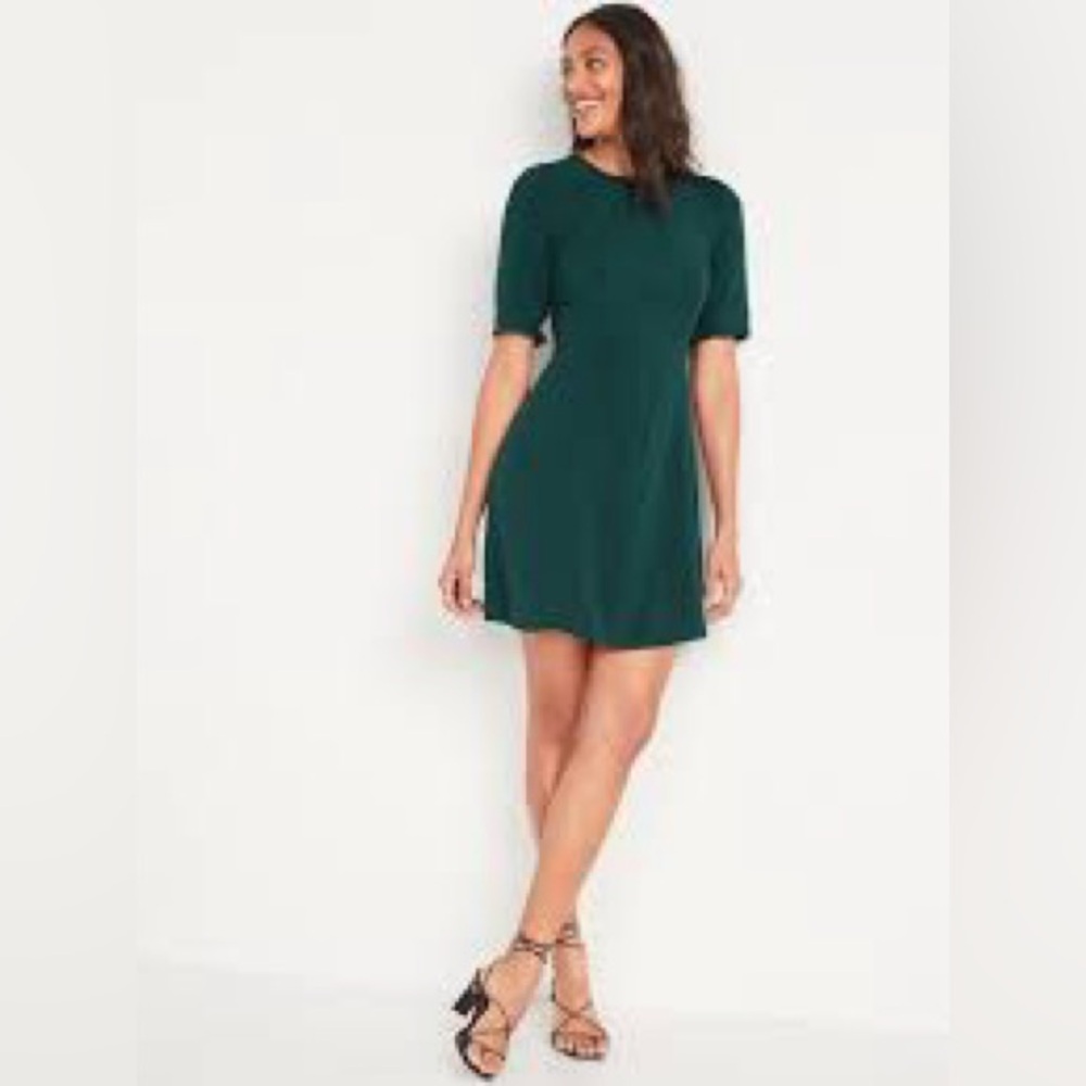 Fit and Flare Puff Sleeve Dress - old navy